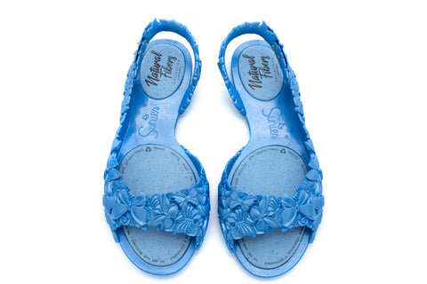 Pair of elegant women blue sandal