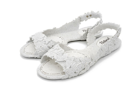 Butterfly White Flat Sandals Womens Footwear