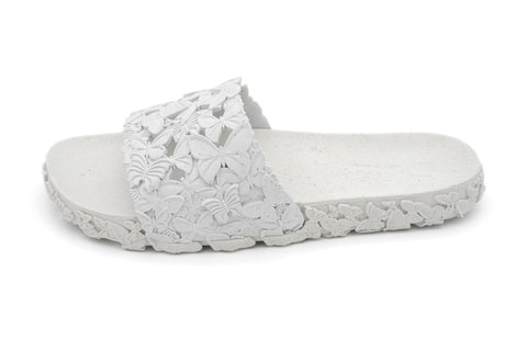 eco-friendly white slide sandals