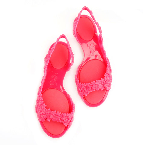 Womens Neon Pink Sandals Flat Footwear