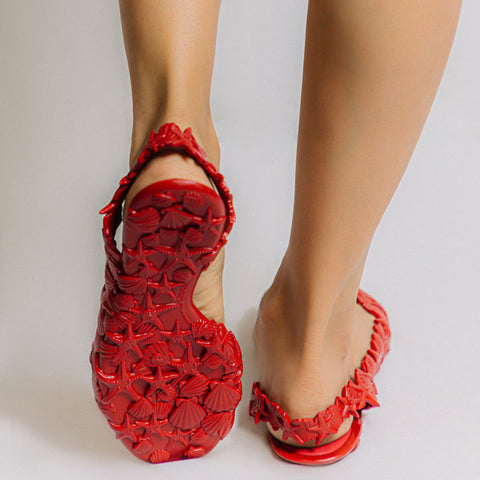 Original Sea & Ocean Red Flat Sandals for Women